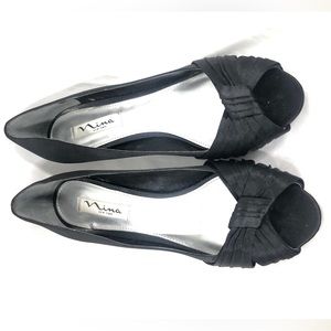 Nina Black Satin Evening Shoes